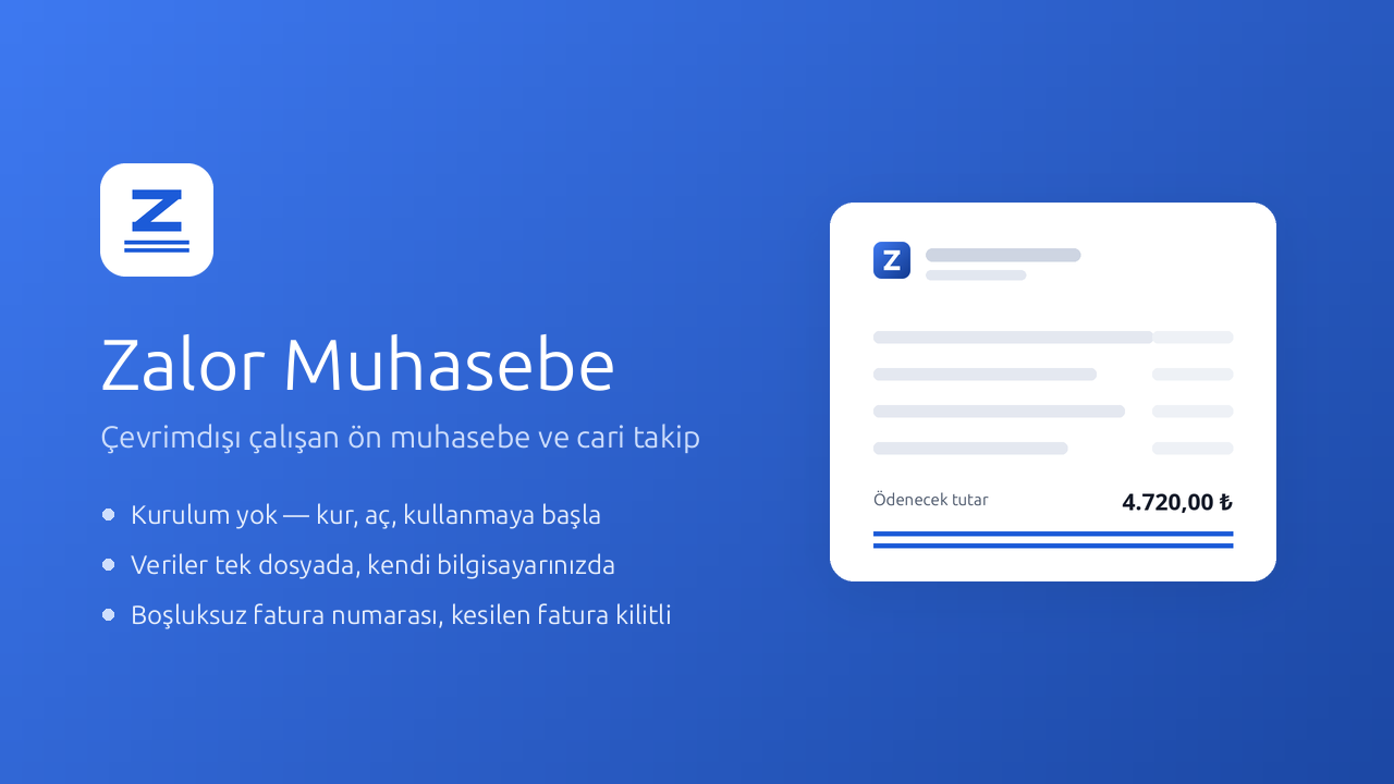 Zalor Muhasebe fatura ekranı